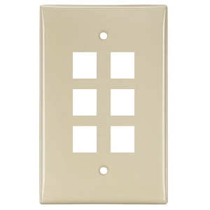 6-Port Midsize Single-Gang QUICKPORT Wallplate Ivory 41091-6IN