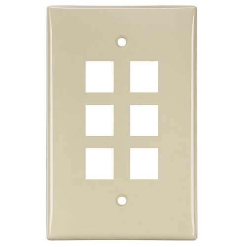 6-Port Midsize Single-Gang QUICKPORT Wallplate Ivory 41091-6IN