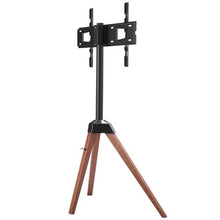 40-65" Tripod Easel TV Stand 18° Left-Right Rotation Portable with Oak Wood Legs for Studio, Home & Office (Three Brackets), No Tray