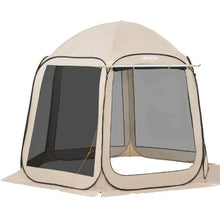 10 x 9.2 ft Pop-Up Screen Tent with Awning, 4–8 Person Screened Canopy Shelter with Netting Sides & Carry Bag – Beige