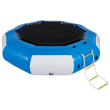 13FT Inflatable Water Trampoline Round Bouncer with Escalator Blue & White
