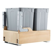 Wood Pullout Trash Can 35 QT x2 with Soft Close Sliding System & Door Kit