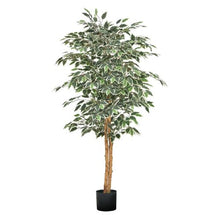 5 ft Artificial Ficus Tree with Black Pot and Natural Wood Trunk for Home Office Living Room