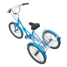 24" Folding Adult Tricycle, 7-Speed 3-Wheel Cruiser Bike with Basket for Women Men Seniors