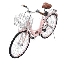 26" Pink Beach Cruiser Bike 1-Speed Cruiser with Large Basket Rear Rack & Adjustable Seat  for Cycling, Exercise & Shopping