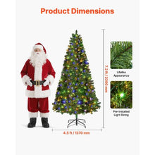 Prelit Flocked Artificial Christmas Tree Xmas with 470 Colorful LED and 11 Lighting Modes Decoration (7.5FT)