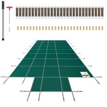 16x32 ft Pool Safety Cover with 4x10 ft Center End Step Mesh Winter Cover Green