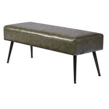 Green PU Leather Bedroom Bench Stitched Upholstery Metal Legs