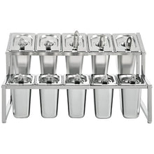 10 1/9 Pans 10 Ladles Spice Rack and Inclined Holder for Sauce Ingredients Fruits A-803