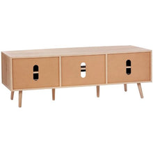 65 Inch Rattan TV Console with USB Ports Power Outlet & Adjustable Shelves (Oak)