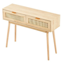Rattan Console Table with 2 Drawers & Sliding Door