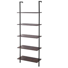 5-Tier Ladder Shelf 24 x 11.8 Inch Wall-Mounted Bookshelf with Metal Frame (Black)