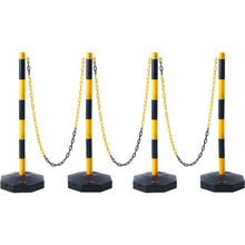 Adjustable Traffic Delineator Post Cones with Fillable Base & 8FT Chain for Parking Lot & Road Safety (4 Pack)