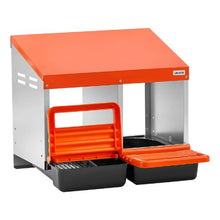 2-Compartment Chicken Nesting Box Wall-Mount Roll-Away Egg Laying Box Galvanized Steel & Plastic Easy Egg Collection for Chickens (Orange)