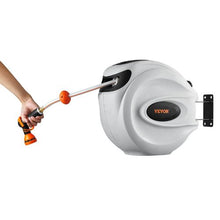 Retractable Hose Reel 115 FT x 1/2" Wall Mounted with 180° Swivel Bracket 9-Pattern Nozzle Auto Rewind & Any-Length Lock