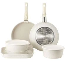 17 Piece Pots and Pans Set Nonstick Granite Cookware Set for Kitchen (White)
