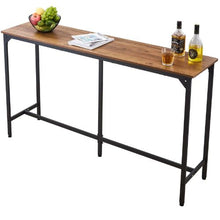 53" Kitchen Bar Table – Tall Dining Table with Rounded Edges – High Top for Balcony & Living Room (Light Brown & Black)
