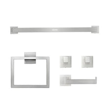 Brushed Nickel 5-Piece Bathroom Hardware Set 24-inch Towel Bar Towel Rack 2 Robe Hooks Toilet Paper Holder Wall Mounted