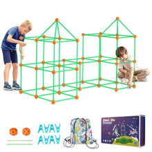 140 PCS Glow-in-the-Dark Fort Building Kit for Kids, STEM Construction Set with 96 Rods & 44 Balls, Ages 4–8+