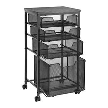 Rolling File Cart 4-Tier Filing Cabinet with Wheels 45 LBS Capacity (Black)