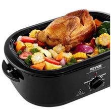 24QT Electric Roaster Oven 28lb Capacity Self-Basting Lid Defrost & Warm (Black)