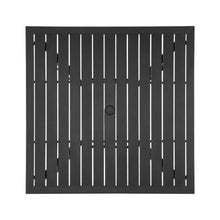 37-Inch Square Metal Bistro Table with Umbrella Hole – All-Weather Steel Slat Patio Furniture for Lawn Garden and Porch(Black)