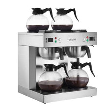 Commercial Drip Coffee Maker 24 Cups 4 Carafes Dual-Head Brewer Stainless Steel for Restaurant & Office