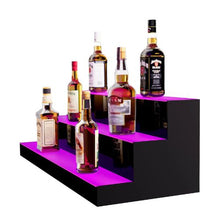3 Tiers 30 Inch LED Lighted Liquor Bottle Display Drink Shelves with RF Remote & App Control