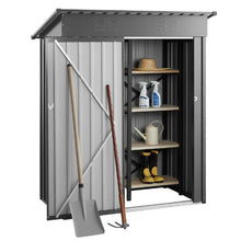 5 x 3 FT Metal Garden Shed Lockable Door 2 Louver Vents Sloped Roof Outdoor Storage (Gray)
