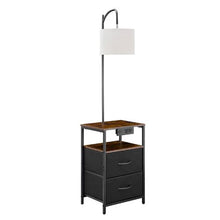 2-Tier Floor Lamp Table with Drawers & Charging