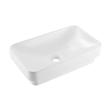 19.29" x 12.01" Rectangular Semi-Recessed Bathroom Sink White Ceramic Vessel Basin with Drain Hole