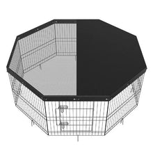 Dog Playpen 8-Panel Foldable Metal Fence with Cover & Stakes 24" H Indoor/Outdoor