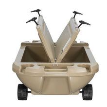 40 QT Floating Cooler with Wheels & Tow Rope Floating Ice Chest with Dry Storage Apricot