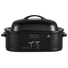 18QT Electric Roaster Oven, 1450W Metal Self-Basting Lid Defrost & Warm Functions Removable Pan & Rack (Black)