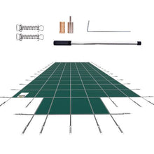 20x40 ft Pool Safety Cover with 4x10 ft Center End Step Mesh Winter Cover (Green)