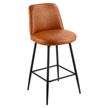 27 Inch Bar Stool Set with Backrest and Metal Legs for Kitchen Dining Room (Brown)
