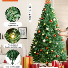 Prelit Flocked Artificial Christmas Tree Xmas with 550 Warm White LED Lights Decoration (7.5FT)