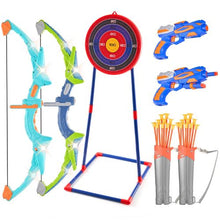 LED Bow and Arrow Set for Kids 2 Pack with 20 Arrows 2 Quivers Target Soft Bullets for 6+ Year Olds