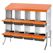 8-Compartment Chicken Nesting Box Roll-Away Egg Box with Legs Steel & Plastic for Hens (Orange)