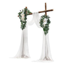 21' Ft White Wedding Arch Draping Fabric Reception Backdrop Wedding Decoration Artificial Wedding Arch Flowers Kit XH-HQ03 (Pack of 4)