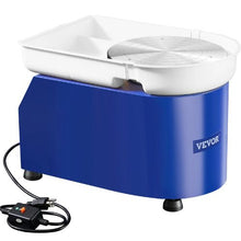 Pottery Wheel 450W 11" Clay Forming Machine 60-300 RPM Pedal Control Detachable Basin (Blue)