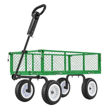 900 LBS Steel Garden Cart Heavy-Duty Wagon with 10" Tires, Detachable Panels & Adjustable Handle