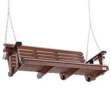 5.5 FT Wooden Porch Swing Heavy Duty Outdoor Bench with Chains 880 lbs Capacity Brown