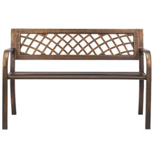 46-Inch Outdoor Bench Carbon Steel Frame with PVC Mesh Backrest – Weatherproof for Patio Garden Park Yard Front Porch Antique Bronze