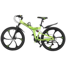 26-Inch Folding Mountain Bike Full Suspension 21-Speed Disc Brakes High Carbon Steel Frame