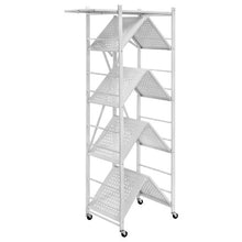 5-Tier Foldable Storage Shelf with Wheels & Hooks (White)