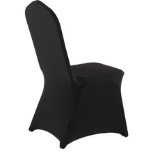 100PCS Stretch Spandex Chair Covers Flat-Front Polyester Slipcovers for Wedding Banquet & Dining Chairs (Black)