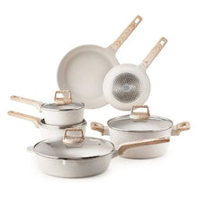 Granite Nonstick Cookware Set Induction Cookwares and Cooking Sets for Kitchen (17 Piece) White"
