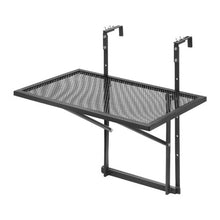 "19x24 Inch Folding Balcony Railing Table – Metal Outdoor Bar Table 5-Level Adjustable Fits 1" to 4.7" Railings