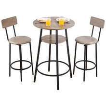 23.5 In Bar Table Set with Two Stools for Office Desk Breakfast Corner (Light Gray Black)